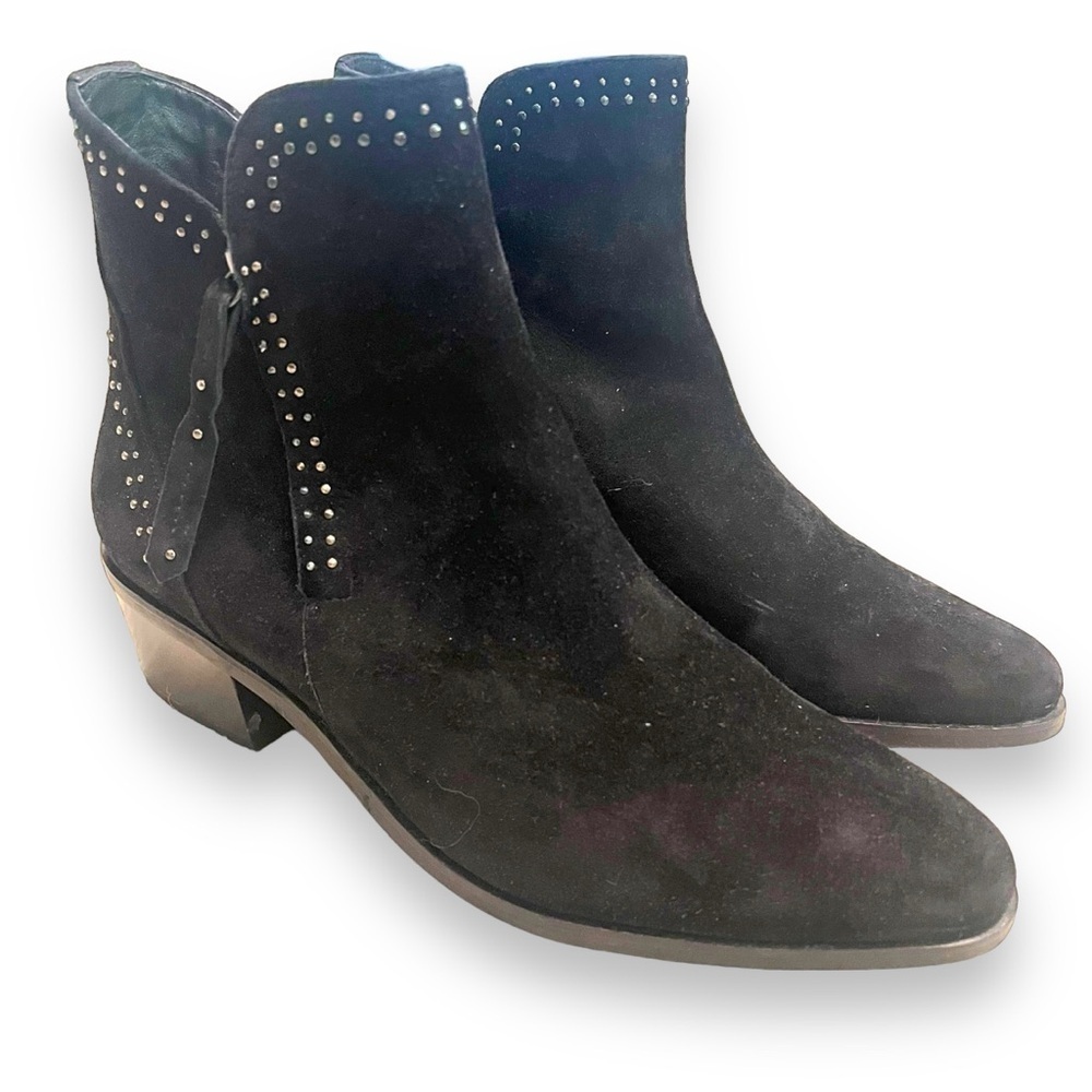 Hassia‎ Toledo Ankle Boots Black Suede Silver Stud Zip Premium Comfort Size 7W